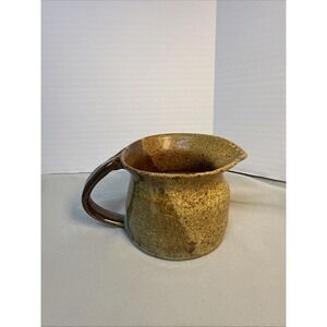 Vintage Studio Art Pottery Creamer Pitcher Hand Thrown Signed Em Mid Century